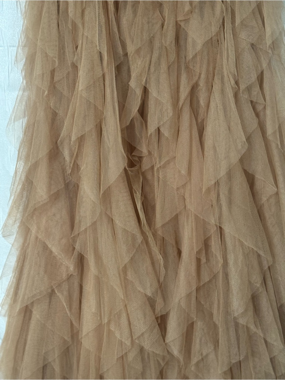REVOLVE For The Love Of Lemons Nude Strapless Lace Bustier Tiered Tulle Gown - Picture 8 of 10
